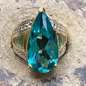 Ross Simons Ring Size 5 Gold Vermeil over Sterling Silver w/ Blue & Green Stones